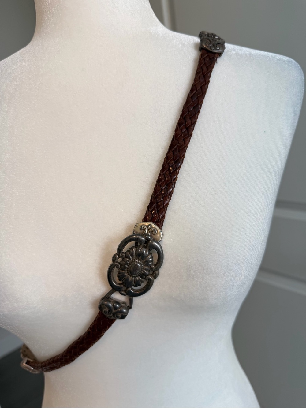 Vintage Olga Santini Concha Hip Belt Leather Braided Brown 90s Boho Y2K Western - Picture 7 of 15